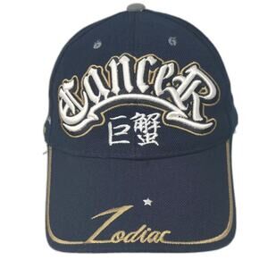 Dinos Baseball Cap Blue Gold One Size Cancer Zodiac Hat Embroidered Strapback